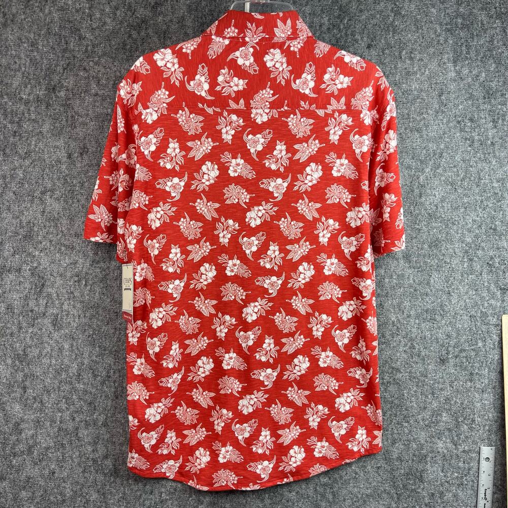 Chaps Mens Seacost Wash Button-Down Printed Shirt Size Medium Red White - Picture 2 of 10